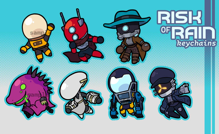 "Risk of Rain" keychains
